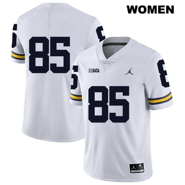 Women's NCAA Michigan Wolverines Mustapha Muhammad #85 No Name White Jordan Brand Authentic Stitched Legend Football College Jersey XV25I46RJ